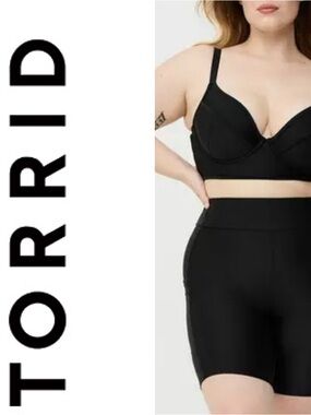 TORRID Women’s High-Rise Biker Swim Short with Pockets Black Size 3